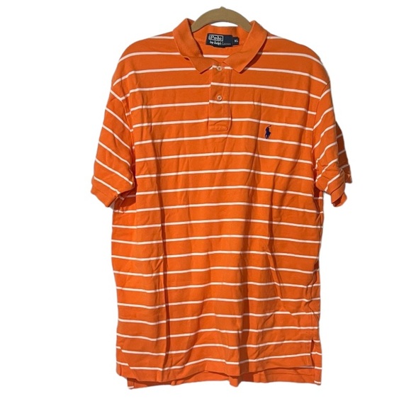 POLO By Ralph Lauren Polo Shirt Orange and White Striped Size XL - Picture 1 of 5